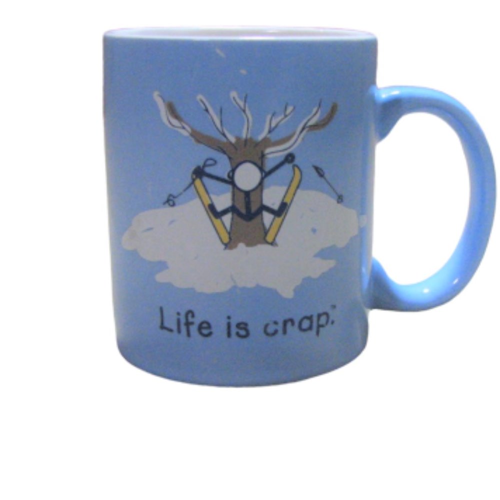 Life is Crap Snow Skier into Tree Funny Coffee Mug Joke Gag Gift